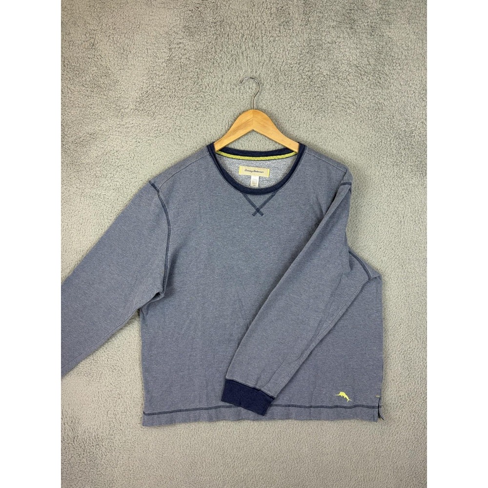 Tommy Bahama Sweatshirt Mens Large Blue Crewneck Pullover Marlin Logo V Stitch